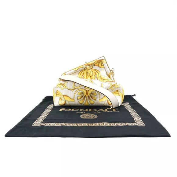 Auth FENDI FENDACE First Medium Shoulder Bag Light Beige/Yellow Canvas - Picture 16 of 16